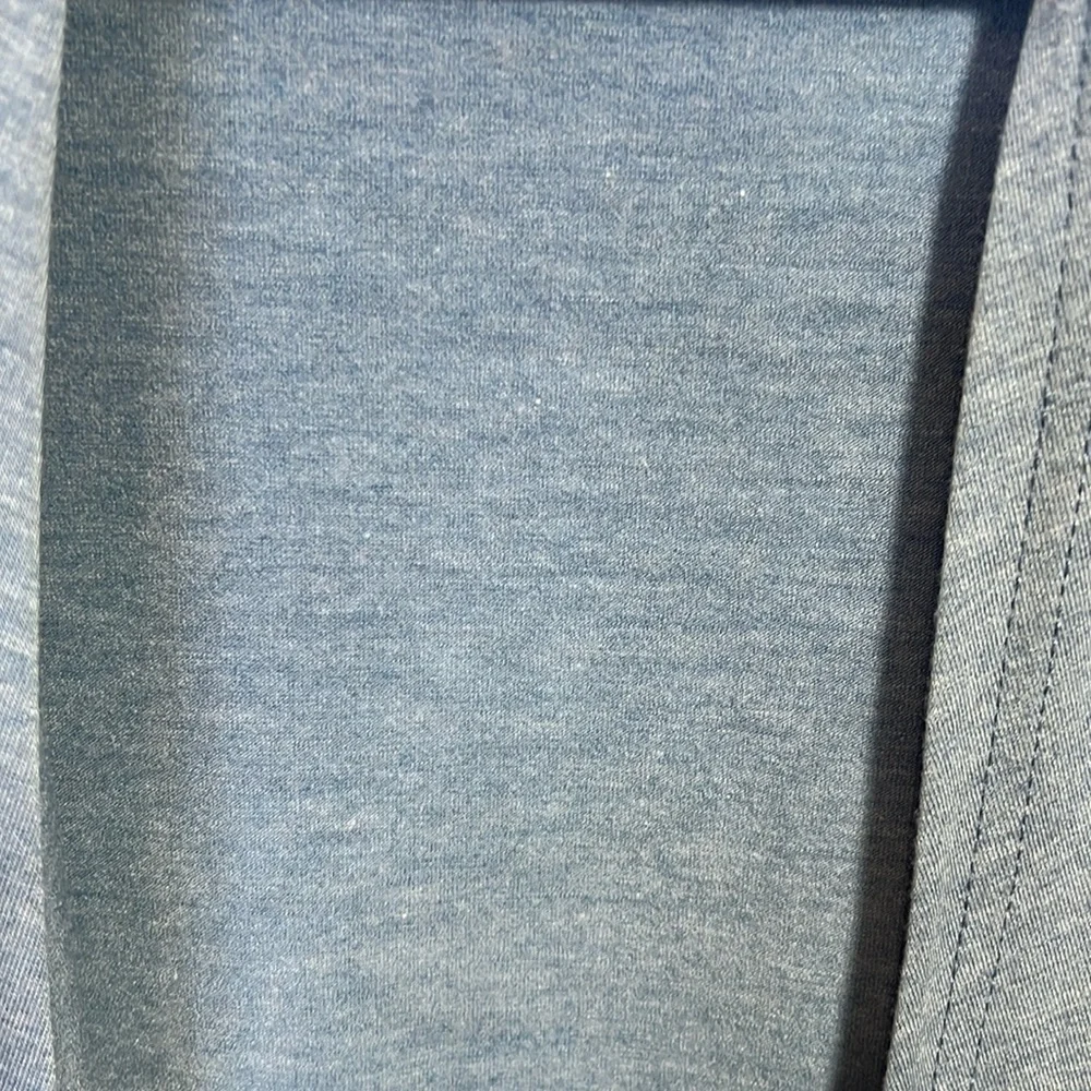 Cyrus Women's 1X, open waterfall front, 3/4 sleeve, blue heather knit jacket